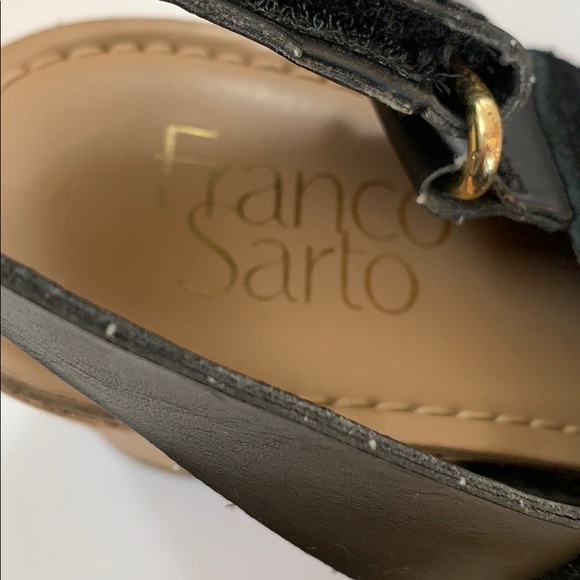 Franco Sarto Cork Heel Black Open Toe Size 7 - Picture 8 of 12